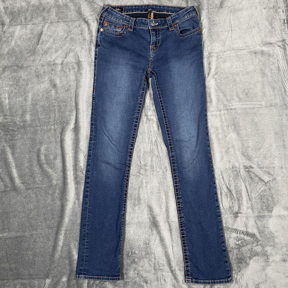 True Religion Billie Mid Rise Straight Jeans Womens 30 Blue Medium Wash Denim